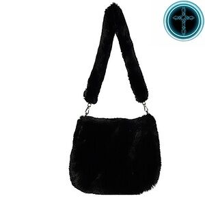 Black Faux Fur Shoulder Bag Extra Soft